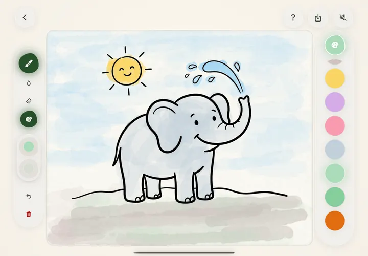 An elephant under a soft watercolor sky