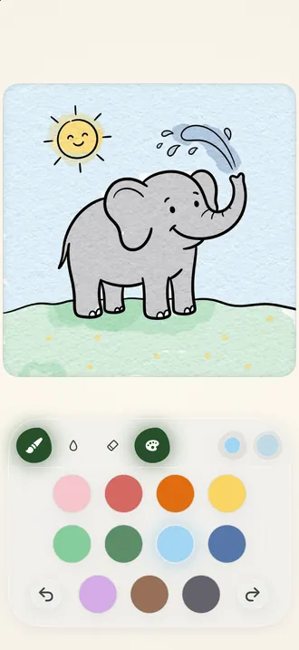 An elephant colored in on an iPhone in Malyuy!